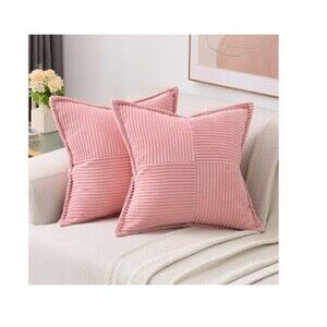 NEW HAUSSY Pink Corduroy Throw Pillow Covers 22"x22" Set of 2